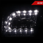 2005-2010 Chrysler 300 Projector Headlights w/ LED Light Strip (Glossy Black Housing / Smoked Lens)