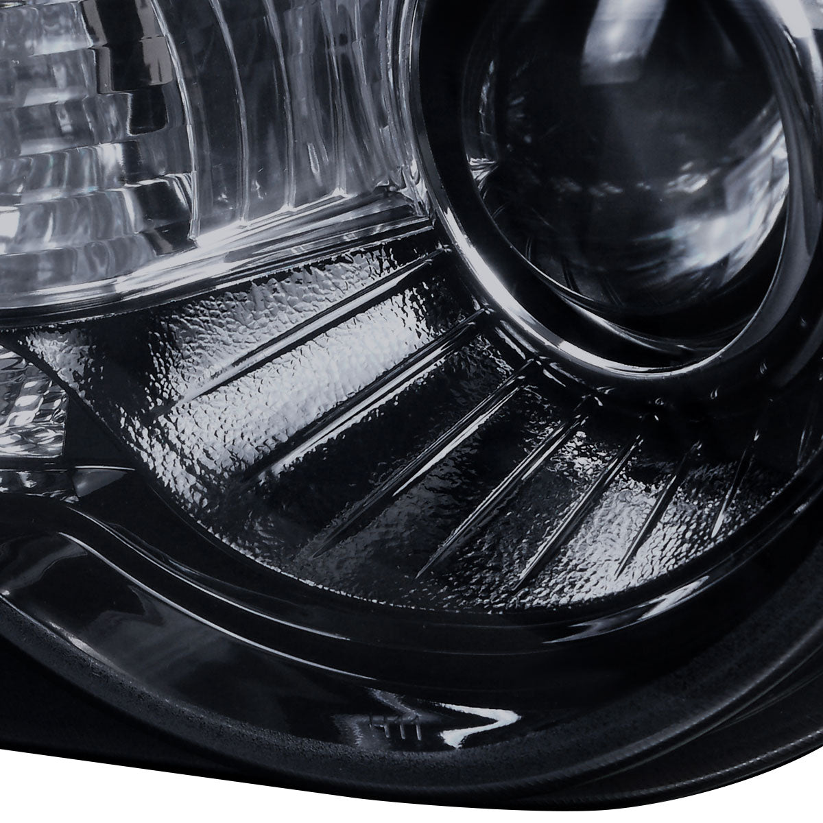2005-2010 Chrysler 300 Projector Headlights w/ LED Light Strip (Glossy Black Housing / Smoked Lens)