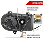 2005-2010 Chrysler 300 Projector Headlights w/ LED Light Strip (Glossy Black Housing / Smoked Lens)