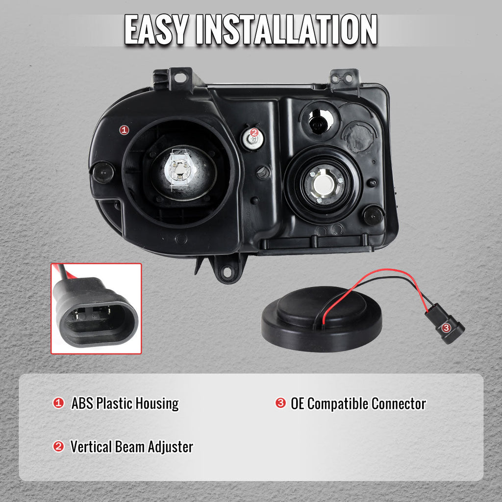 2005-2010 Chrysler 300 Factory Style Projector Headlights (Matte Black Housing / Clear Lens)