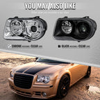 2005-2010 Chrysler 300 Factory Style Projector Headlights (Matte Black Housing / Clear Lens)