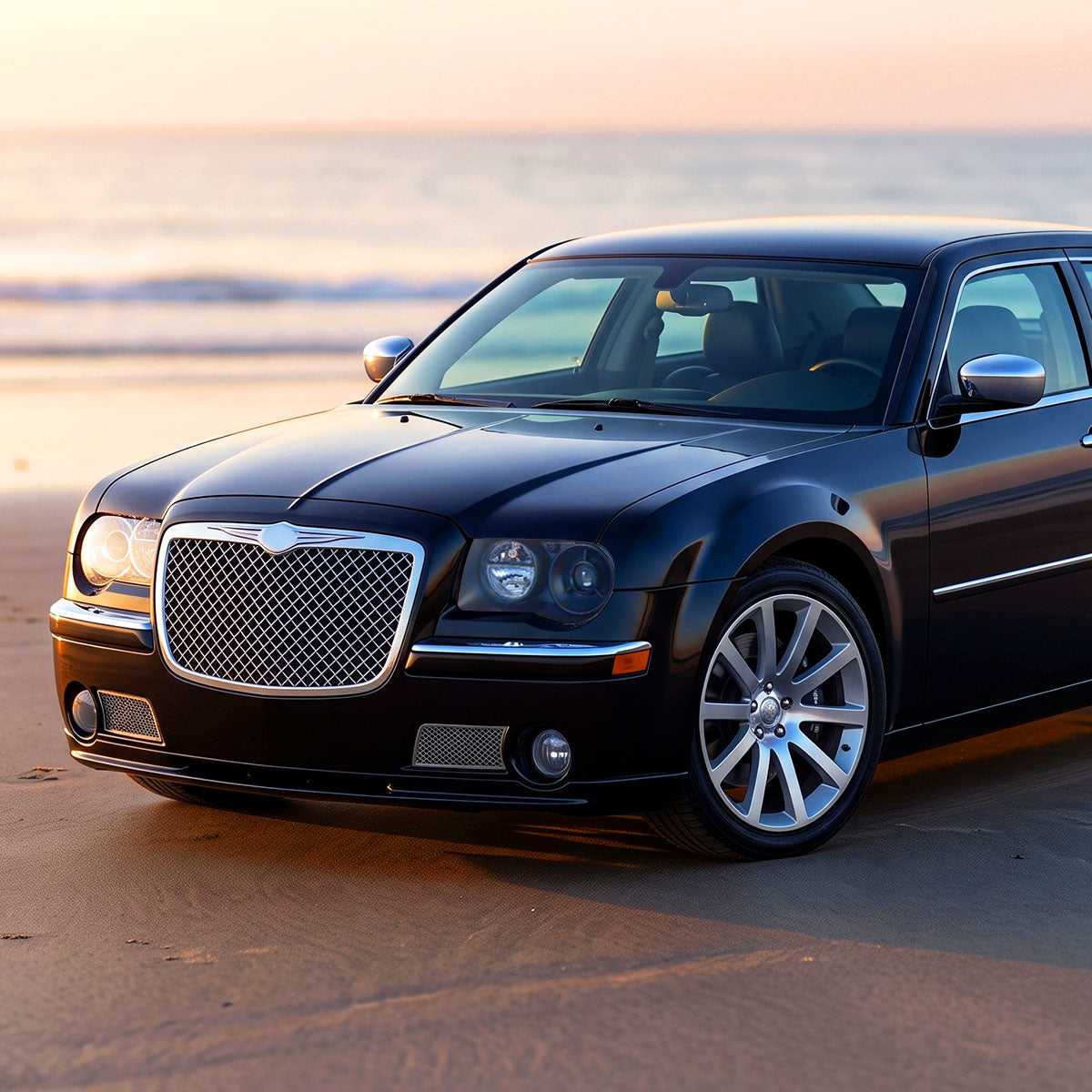 2005-2010 Chrysler 300 Factory Style Projector Headlights (Matte Black Housing / Clear Lens)