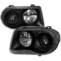 2005-2010 Chrysler 300 Factory Style Projector Headlights (Matte Black Housing / Clear Lens)