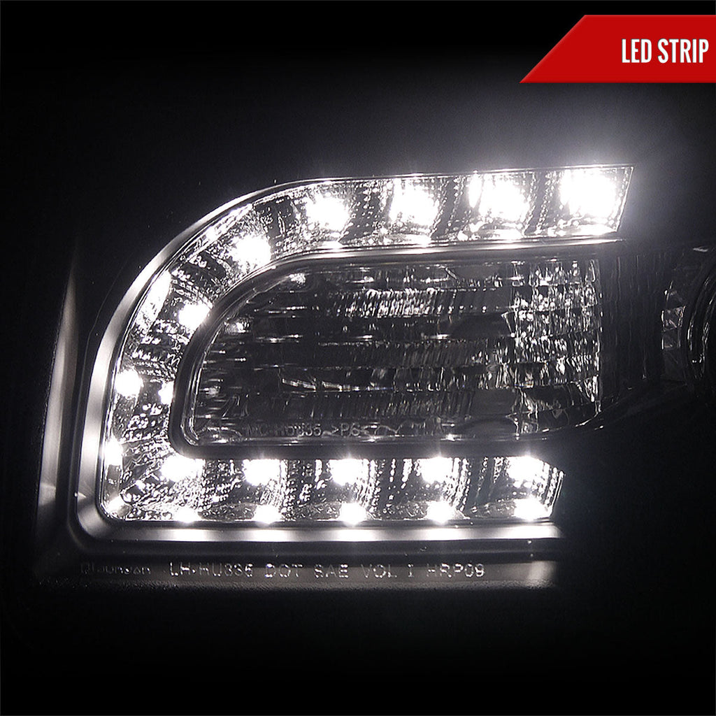 2005-2010 Chrysler 300 Projector Headlights w/ LED Light Strip (Matte Black Housing / Clear Lens)