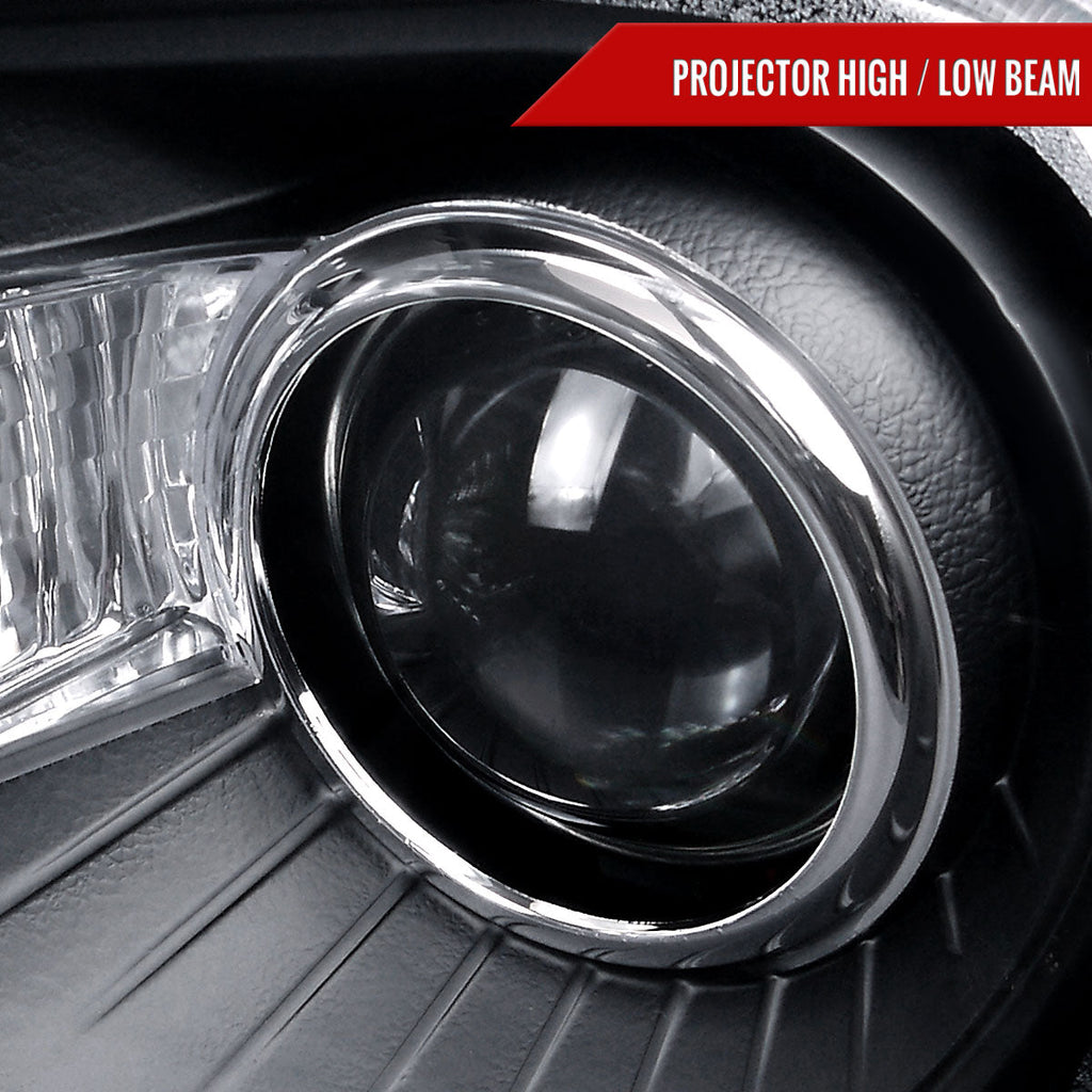 2005-2010 Chrysler 300 Projector Headlights w/ LED Light Strip (Matte Black Housing / Clear Lens)
