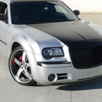 2005-2010 Chrysler 300 Projector Headlights w/ LED Light Strip (Matte Black Housing / Clear Lens)