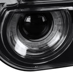 2008-2014 Dodge Challenger Dual LED Halo D2H Xenon Projector Headlights w/ Sequential Turn Signals (Black Housing / Clear Lens)
