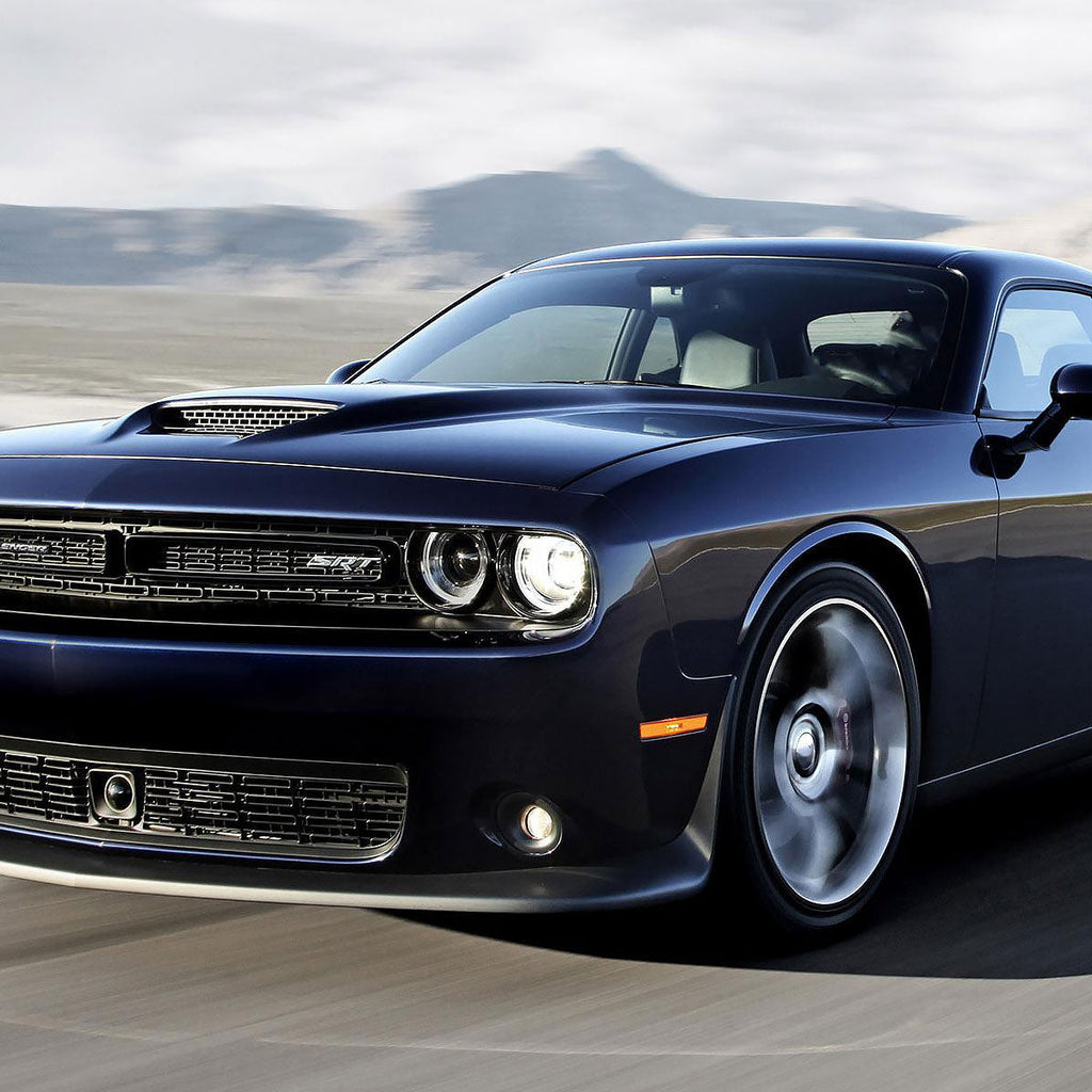 2008-2014 Dodge Challenger Dual LED Halo D2H Xenon Projector Headlights w/ Sequential Turn Signals (Black Housing / Clear Lens)