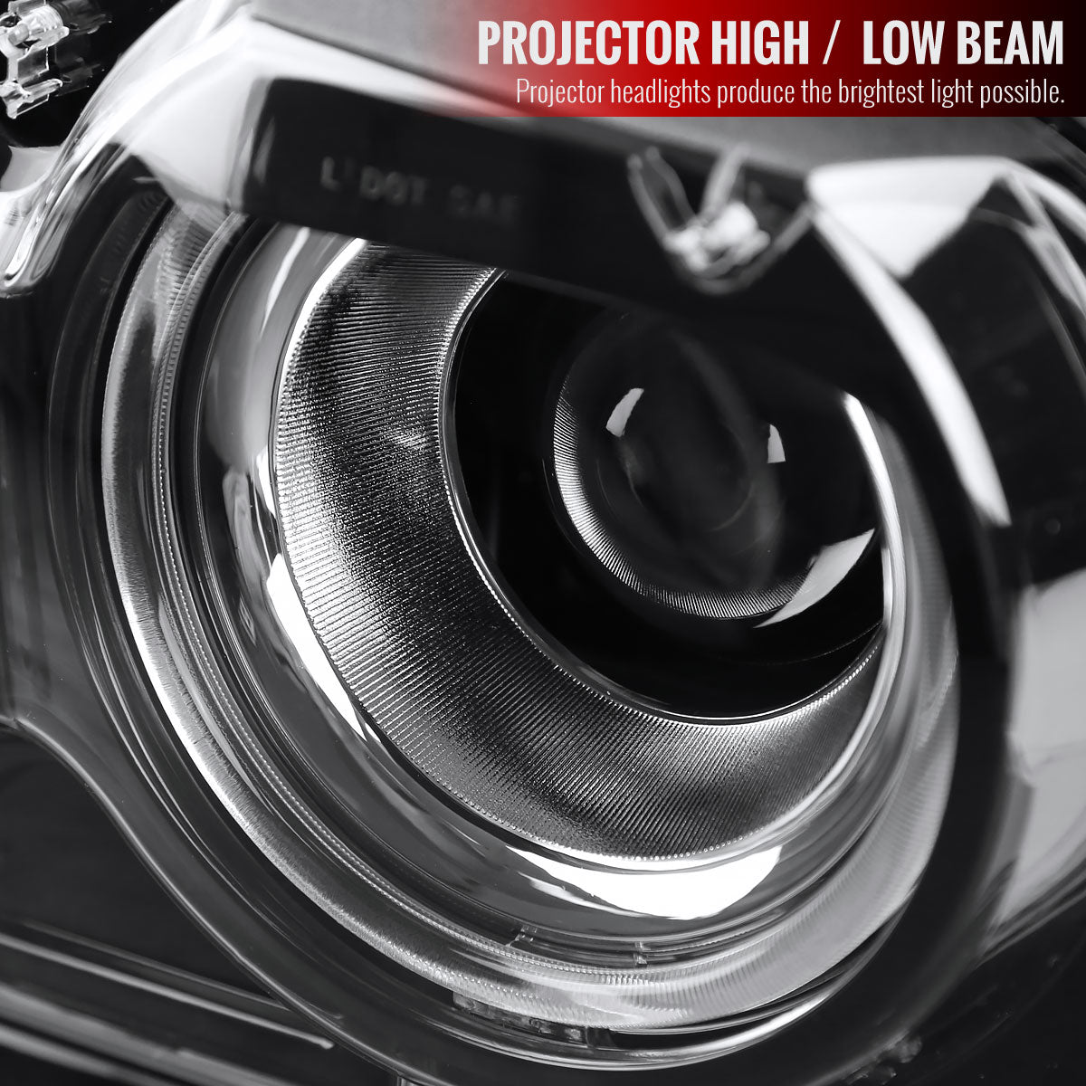 2015-2020 Dodge Challenger Dual Halo D2H Xenon Projector Headlights (Black Housing / Clear Lens)