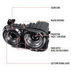 2015-2020 Dodge Challenger Dual Halo D2H Xenon Projector Headlights (Black Housing / Clear Lens)