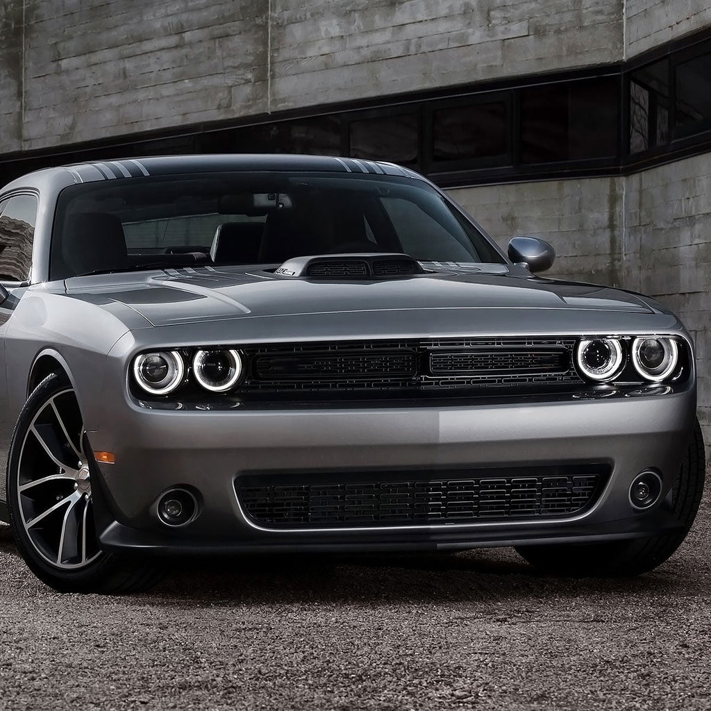 2015-2020 Dodge Challenger Dual Halo D2H Xenon Projector Headlights (Black Housing / Clear Lens)