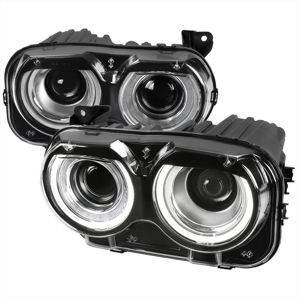 2015-2020 Dodge Challenger Dual Halo D2H Xenon Projector Headlights (Black Housing / Clear Lens)