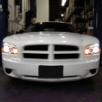 2005-2010 Dodge Charger LX Dual Halo Projector Headlights (Chrome Housing / Clear Lens)