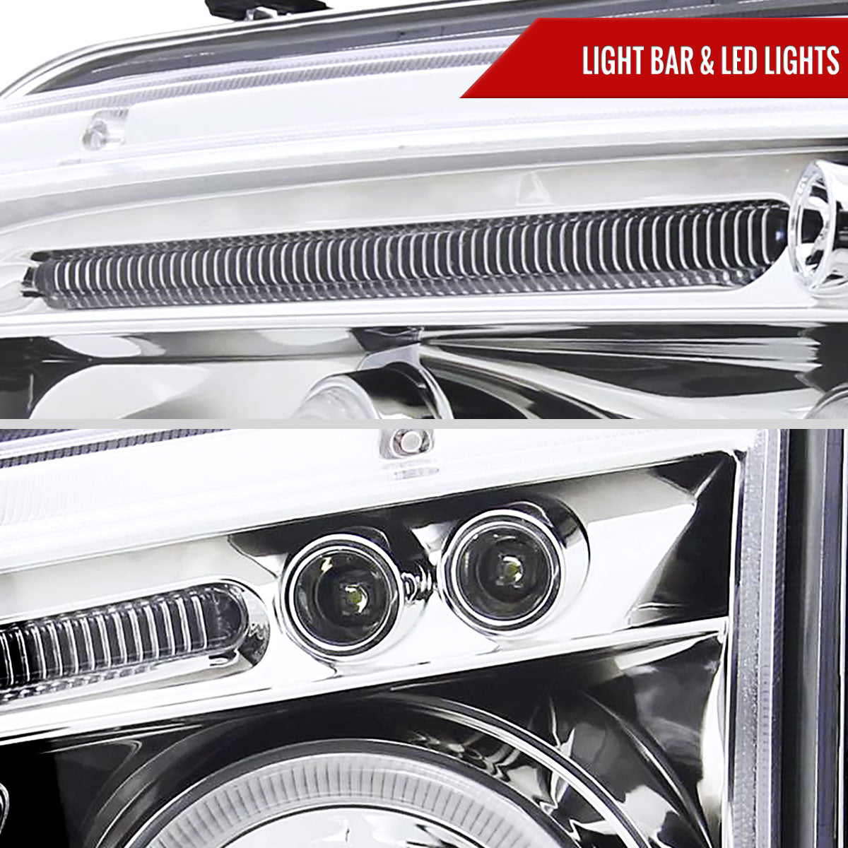 2005-2010 Dodge Charger LX Dual Halo Projector Headlights (Chrome Housing / Clear Lens)