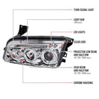 2005-2010 Dodge Charger LX Dual Halo Projector Headlights (Chrome Housing / Clear Lens)