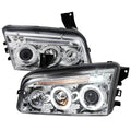2005-2010 Dodge Charger LX Dual Halo Projector Headlights (Chrome Housing / Clear Lens)