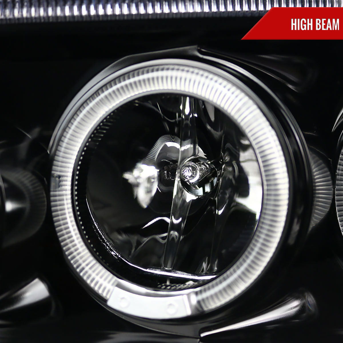 2005-2010 Dodge Charger LX Dual Halo Projector Headlights (Jet Black Housing / Clear Lens)