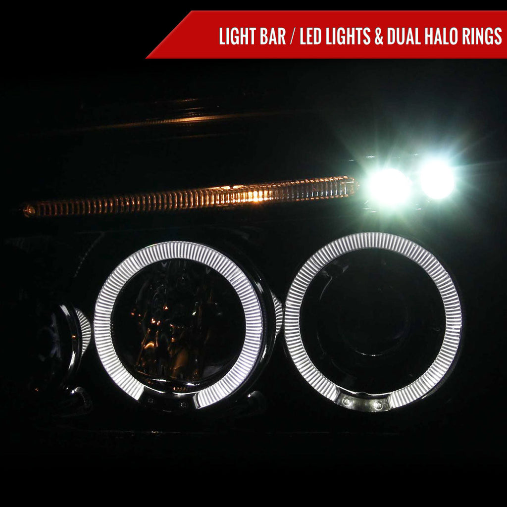 2005-2010 Dodge Charger LX Dual Halo Projector Headlights (Glossy Black Housing / Smoked Lens)