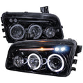 2005-2010 Dodge Charger LX Dual Halo Projector Headlights (Glossy Black Housing / Smoked Lens)