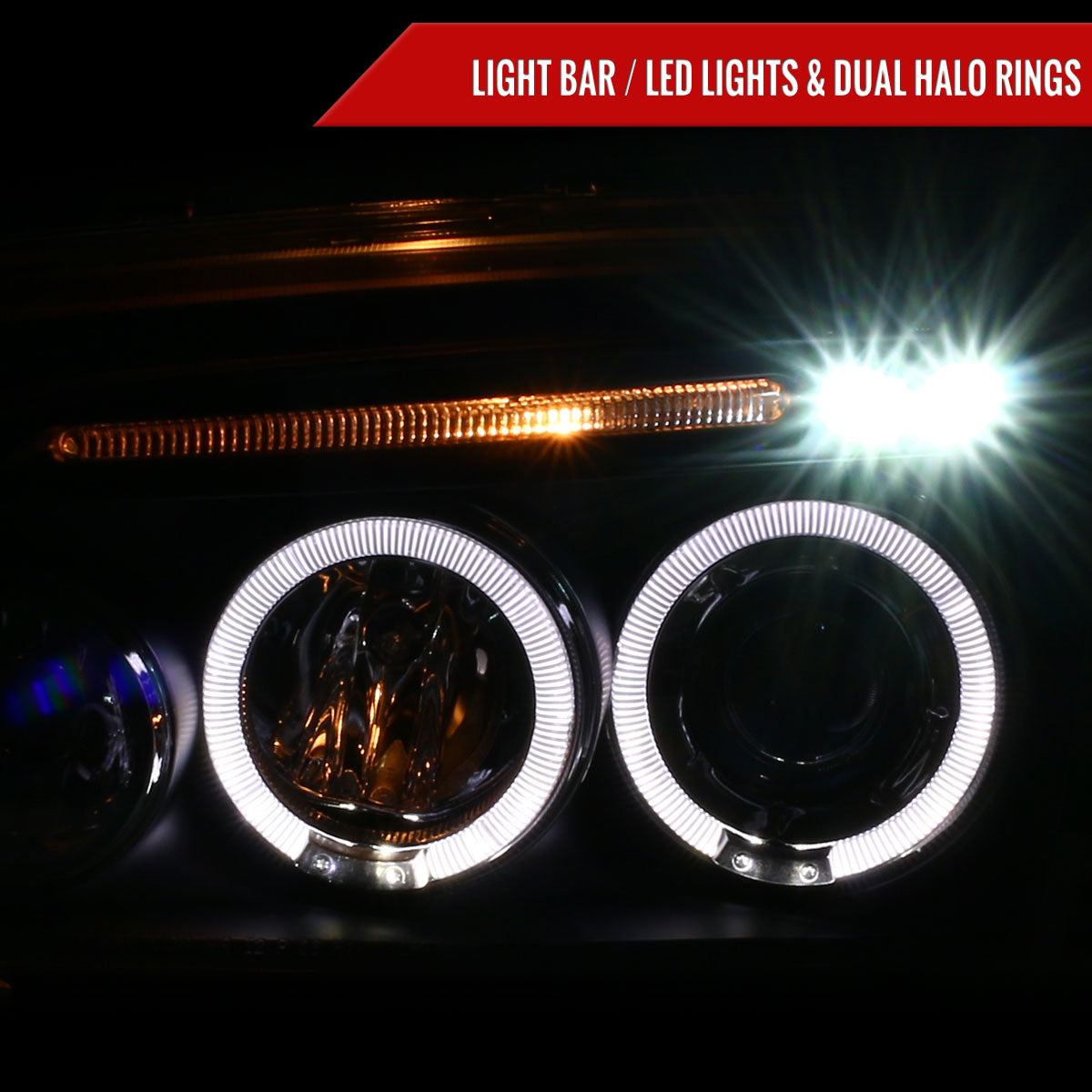 2005-2010 Dodge Charger LX Dual Halo Projector Headlights (Matte Black Housing / Clear Lens)
