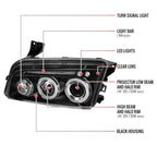 2005-2010 Dodge Charger LX Dual Halo Projector Headlights (Matte Black Housing / Clear Lens)