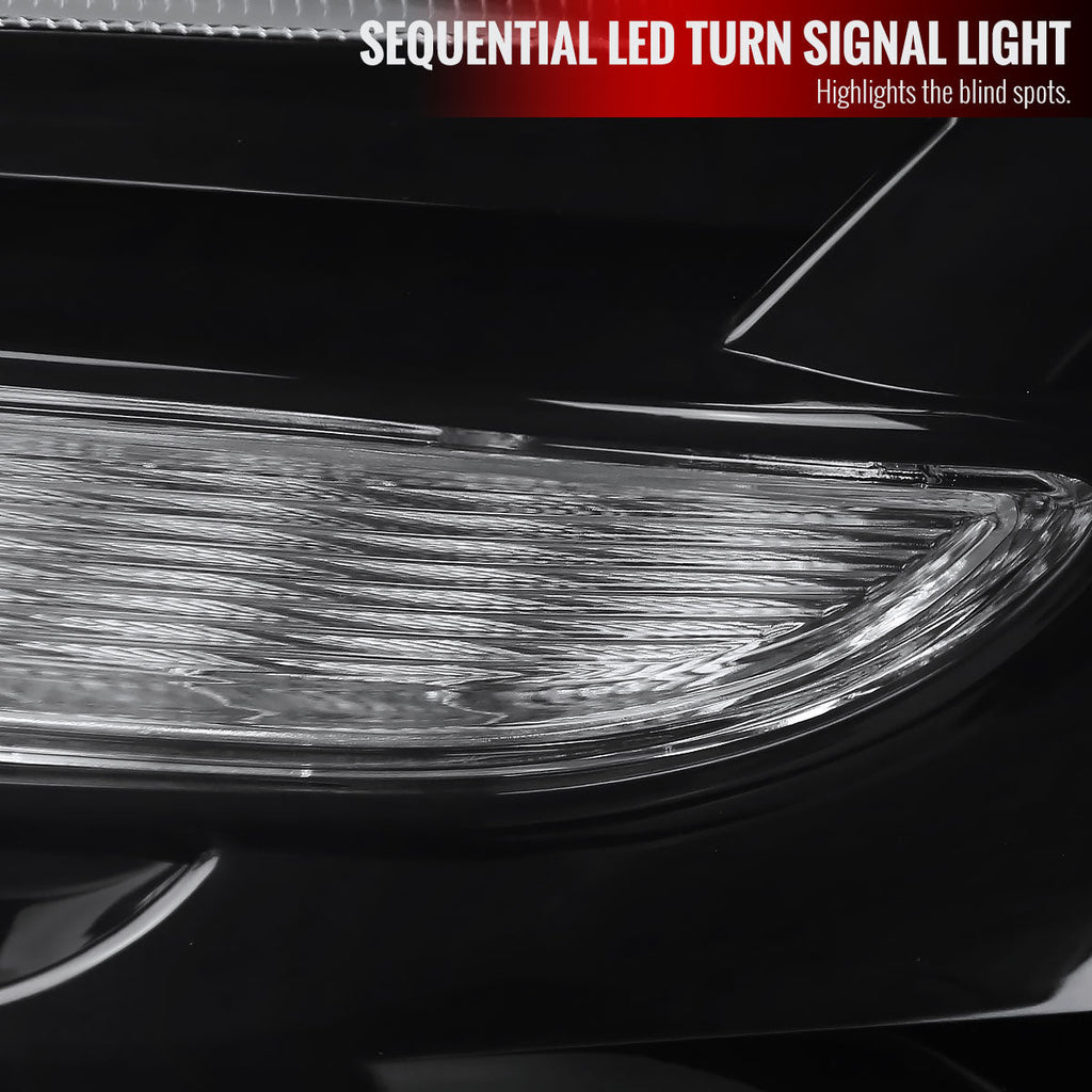 2011-2014 Dodge Charger LD D2H Xenon Projector Headlights w/ LED C Strip & Sequential LED Turn Signal Lights (Black Housing / Clear Lens)