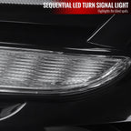2011-2014 Dodge Charger LD D2H Xenon Projector Headlights w/ LED C Strip & Sequential LED Turn Signal Lights (Black Housing / Clear Lens)