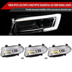 2015-2023 Dodge Charger LD LED Strip Projector Headlights w/ LED Sequential Turn Signal (Chrome Housing / Clear Lens)