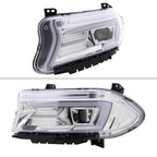 2015-2023 Dodge Charger LD LED Strip Projector Headlights w/ LED Sequential Turn Signal (Chrome Housing / Clear Lens)