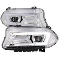 2015-2023 Dodge Charger LD LED Strip Projector Headlights w/ LED Sequential Turn Signal (Chrome Housing / Clear Lens)
