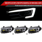 2015-2023 Dodge Charger LD LED Strip Projector Headlights w/ LED Sequential Turn Signal (Jet Black Housing / Clear Lens)