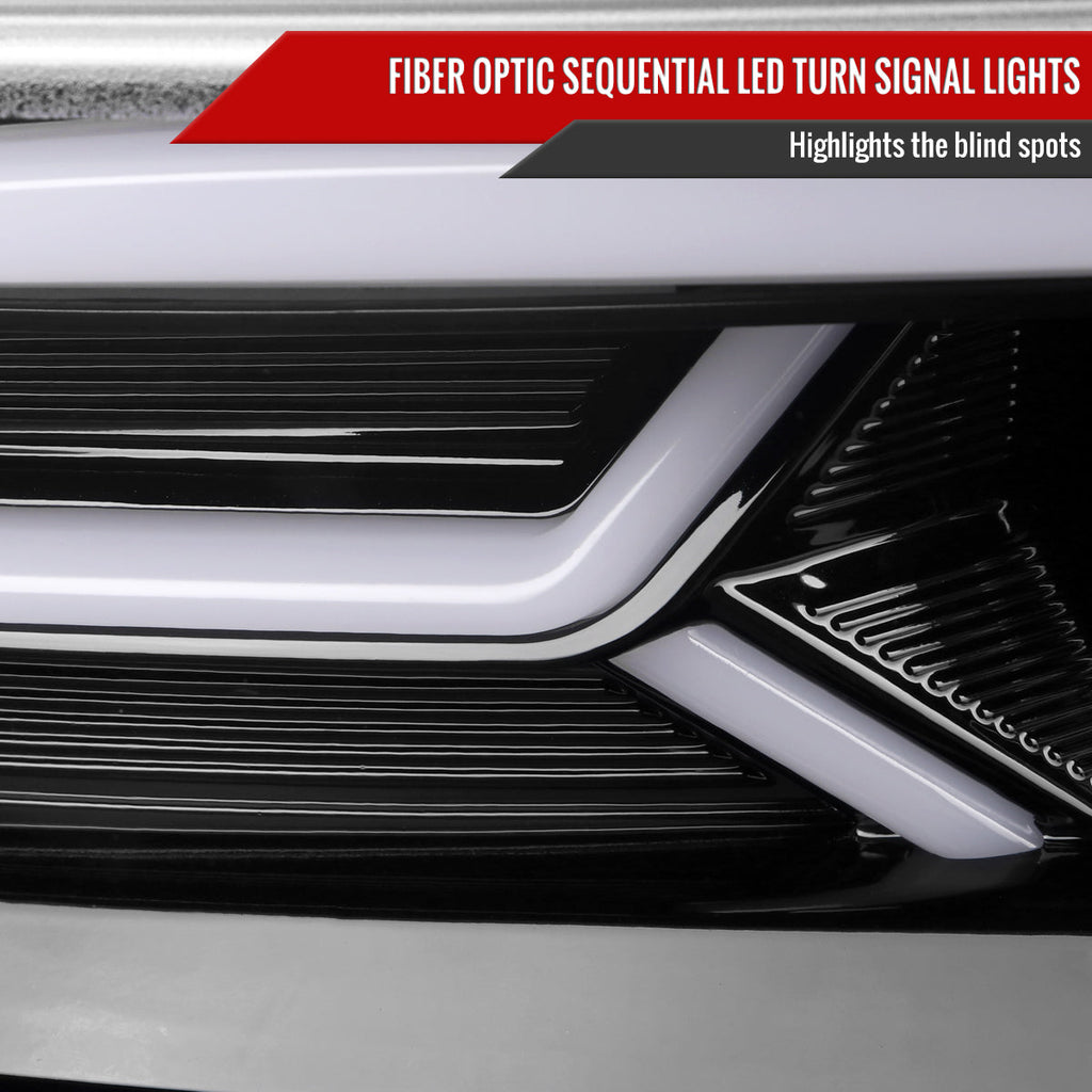 2015-2023 Dodge Charger LD LED Strip Projector Headlights w/ LED Sequential Turn Signal (Jet Black Housing / Clear Lens)