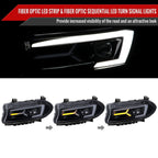 2015-2023 Dodge Charger LD LED Strip Projector Headlights w/ LED Sequential Turn Signal (Chrome Housing / Smoked Lens)