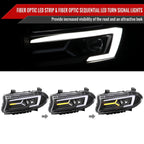 2015-2023 Dodge Charger LD LED Strip Projector Headlights w/ LED Sequential Turn Signal (Matte Black Housing / Clear Lens)