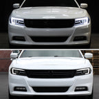 2015-2023 Dodge Charger LD LED Strip Projector Headlights w/ LED Sequential Turn Signal (Matte Black Housing / Clear Lens)