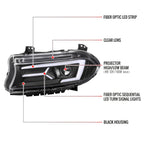 2015-2023 Dodge Charger LD LED Strip Projector Headlights w/ LED Sequential Turn Signal (Matte Black Housing / Clear Lens)