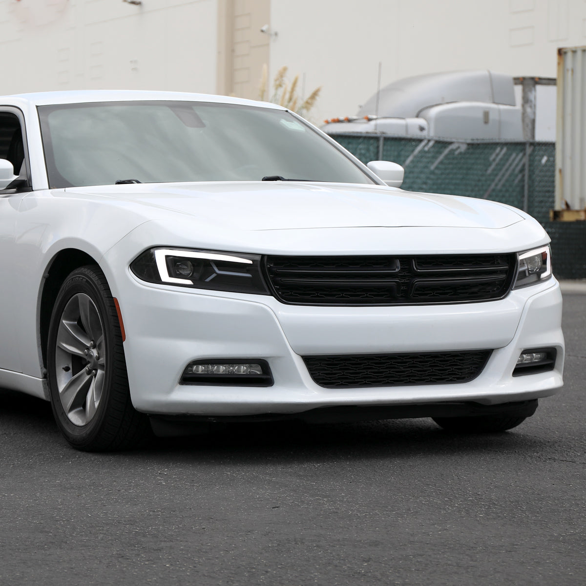 2015-2023 Dodge Charger LD LED Strip Projector Headlights w/ LED Sequential Turn Signal (Matte Black Housing / Clear Lens)