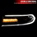 2015-2020 Dodge Charger LD Projector Headlights w/ LED C Strip & LED Turn Signal Lights (Black Housing / Clear Lens)