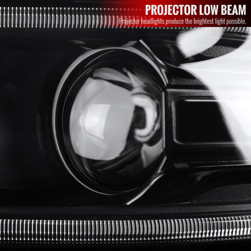 2015-2020 Dodge Charger LD Projector Headlights w/ LED C Strip & LED Turn Signal Lights (Black Housing / Clear Lens)