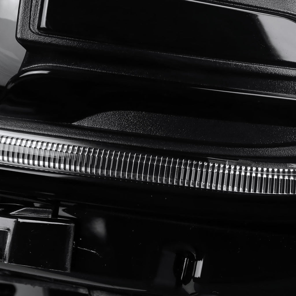 2015-2020 Dodge Charger LD Projector Headlights w/ LED C Strip & LED Turn Signal Lights (Black Housing / Clear Lens)