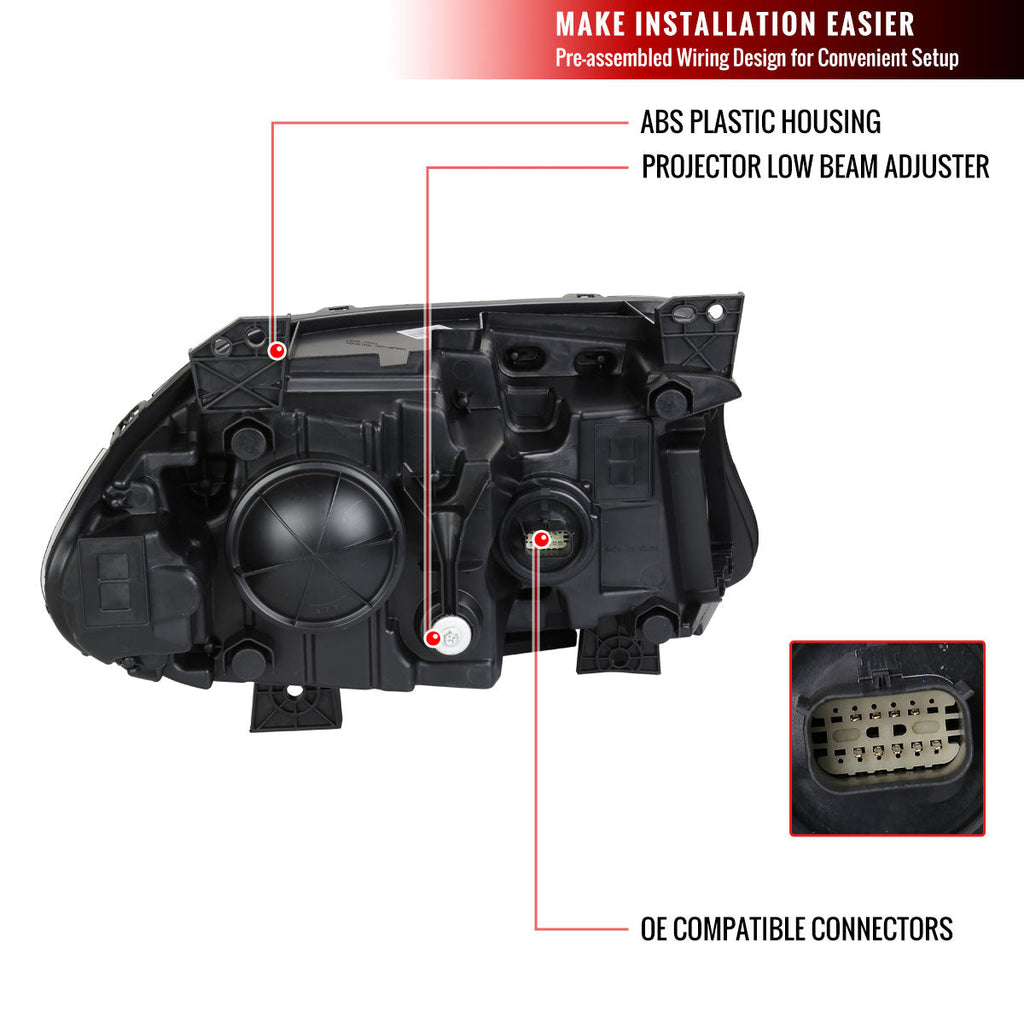 2015-2020 Dodge Charger LD Projector Headlights w/ LED C Strip & LED Turn Signal Lights (Black Housing / Clear Lens)