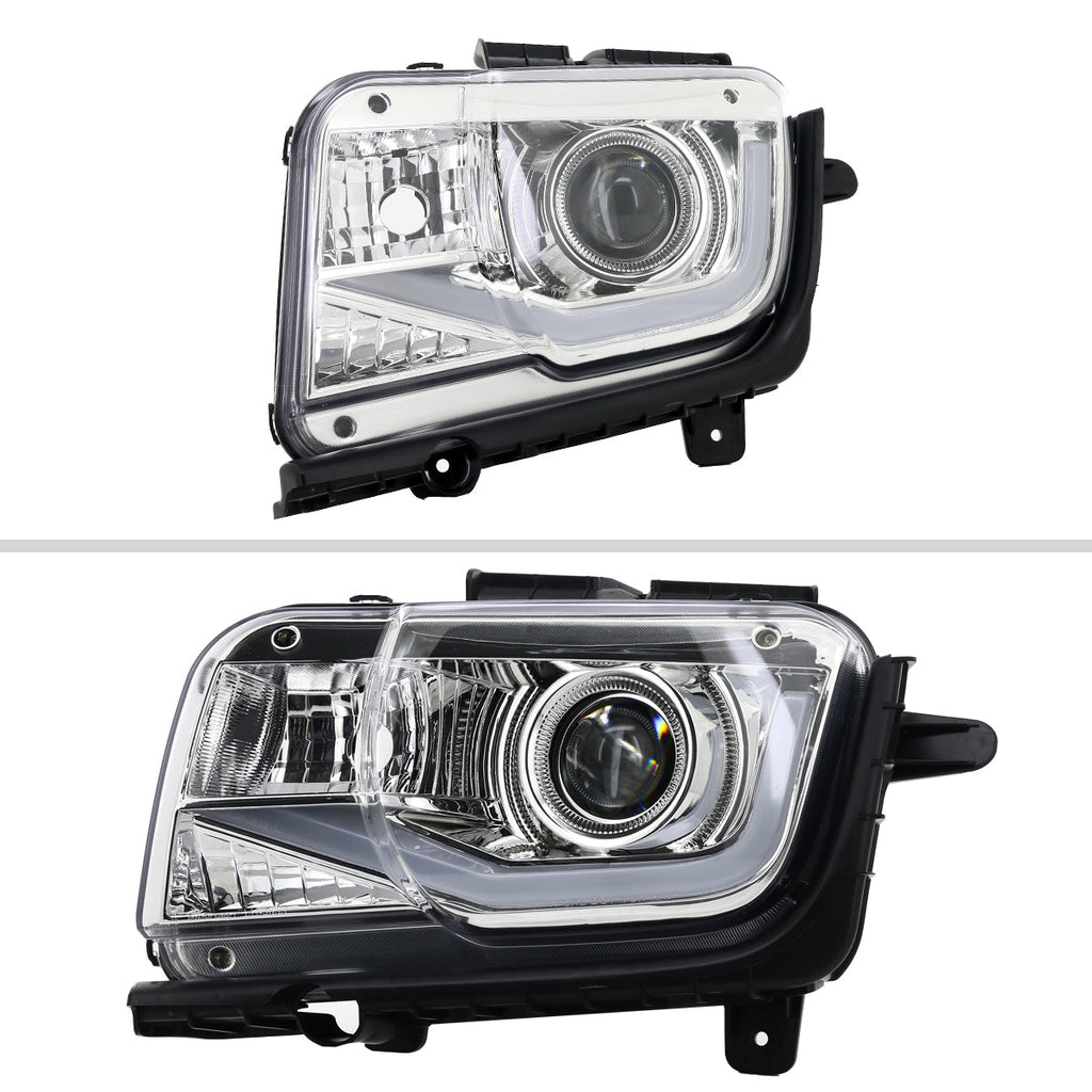 2010-2013 Chevrolet Camaro 5th Gen LED Bar Projector Headlights (Chrome Housing / Clear Lens)