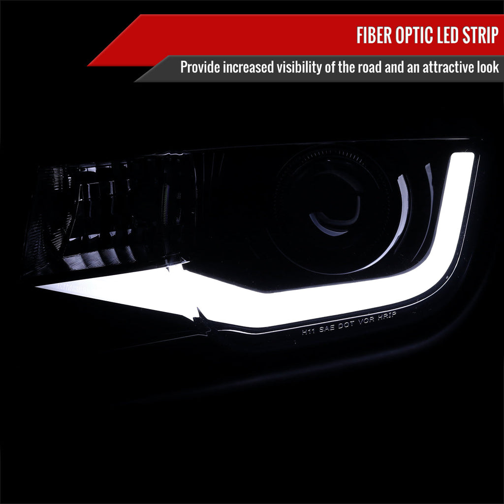 2010-2013 Chevrolet Camaro 5th Gen LED Bar Projector Headlights (Glossy Black Housing / Smoked Lens)