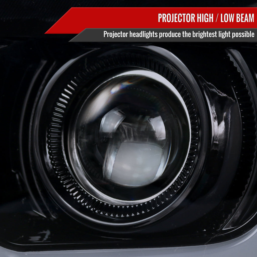 2010-2013 Chevrolet Camaro 5th Gen LED Bar Projector Headlights (Glossy Black Housing / Smoked Lens)