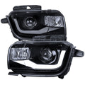 2010-2013 Chevrolet Camaro 5th Gen LED Bar Projector Headlights (Glossy Black Housing / Smoked Lens)