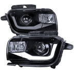 2010-2013 Chevrolet Camaro 5th Gen LED Bar Projector Headlights (Glossy Black Housing / Smoked Lens)