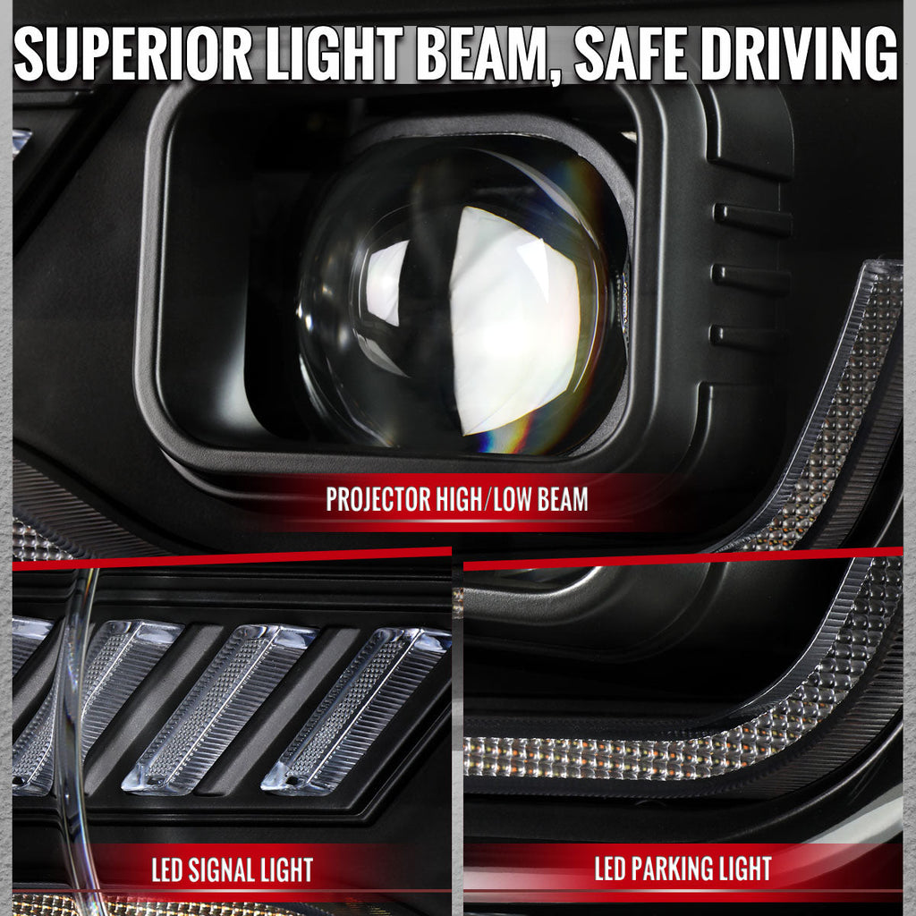 2010-2013 Chevrolet Camaro 5th Gen Projector Headlights w/ Switchback LED DRL (Matte Black Housing / Clear Lens)
