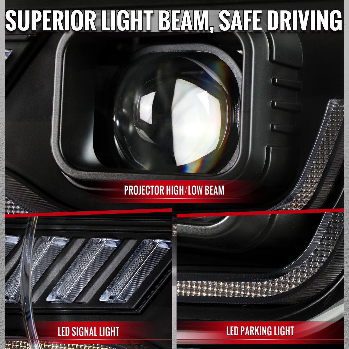 2010-2013 Chevrolet Camaro 5th Gen Projector Headlights w/ Switchback LED DRL (Matte Black Housing / Clear Lens)