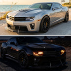 2010-2013 Chevrolet Camaro 5th Gen Projector Headlights w/ Switchback LED DRL (Matte Black Housing / Clear Lens)