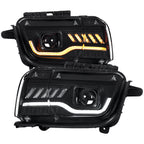 2010-2013 Chevrolet Camaro 5th Gen Projector Headlights w/ Switchback LED DRL (Matte Black Housing / Clear Lens)